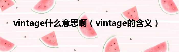 vintage什么意思啊（vintage的含义）