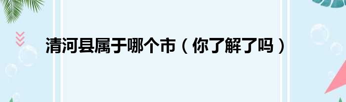 清河县属于哪个市（你了解了吗）