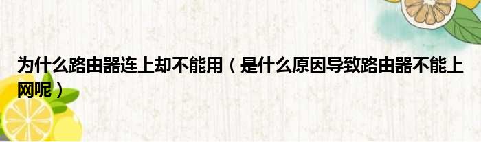 为什么路由器连上却不能用（是什么原因导致路由器不能上网呢）