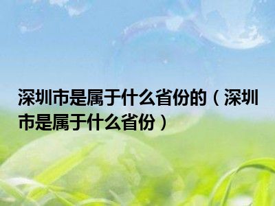 深圳市是属于什么省份的（深圳市是属于什么省份）