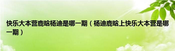 快乐大本营鹿晗杨迪是哪一期（杨迪鹿晗上快乐大本营是哪一期）