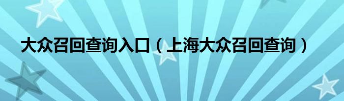  大众召回查询入口（上海大众召回查询）