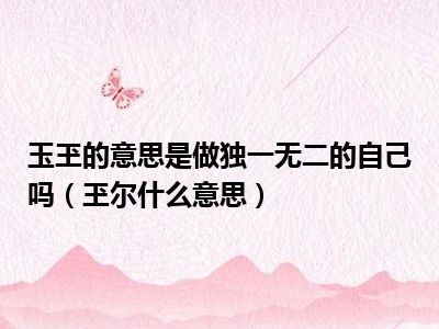 玉玊的意思是做独一无二的自己吗（玊尔什么意思）