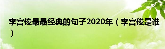  李宫俊最最经典的句子2020年（李宫俊是谁）