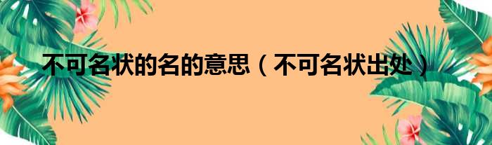 不可名状的名的意思（不可名状出处）