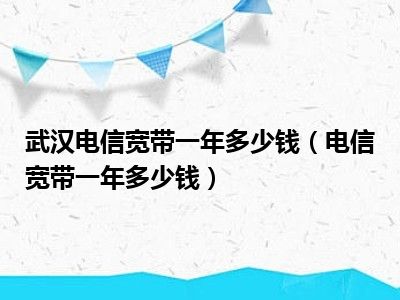 武汉电信宽带一年多少钱（电信宽带一年多少钱）