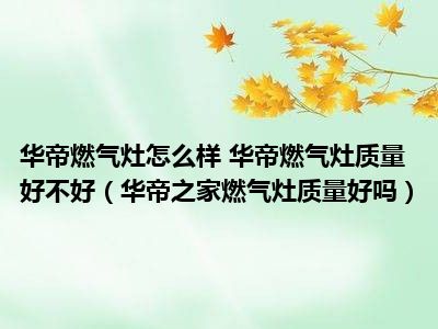 华帝燃气灶怎么样 华帝燃气灶质量好不好（华帝之家燃气灶质量好吗）