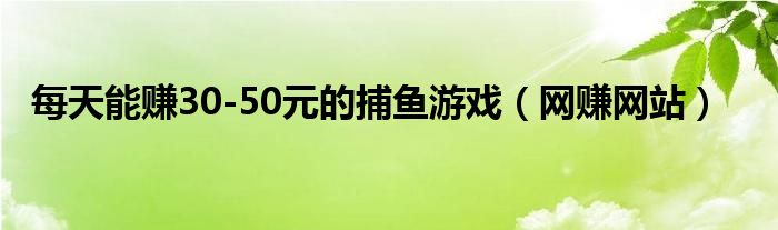 每天能赚30-50元的捕鱼游戏（网赚网站）