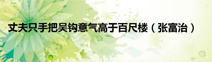  丈夫只手把吴钩意气高于百尺楼（张富治）