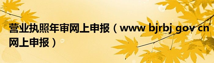  营业执照年审网上申报（www bjrbj gov cn网上申报）