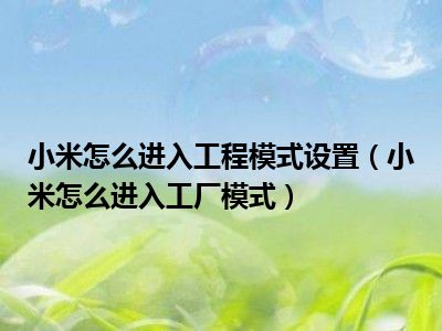 小米怎么进入工程模式设置（小米怎么进入工厂模式）