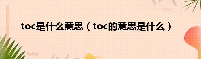 toc是什么意思（toc的意思是什么）