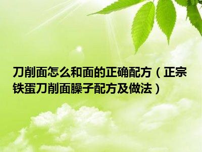 刀削面怎么和面的正确配方（正宗铁蛋刀削面臊子配方及做法）