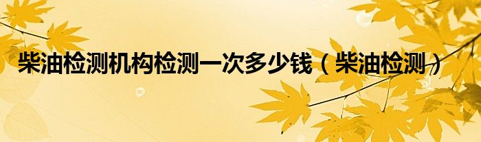  柴油检测机构检测一次多少钱（柴油检测）