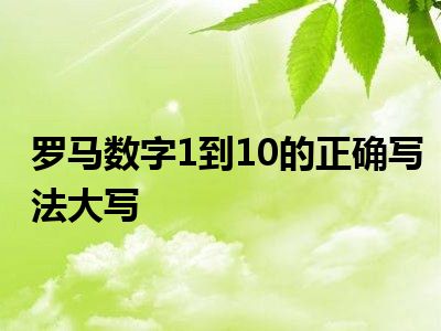 罗马数字1到10的正确写法大写