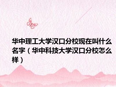 华中理工大学汉口分校现在叫什么名字（华中科技大学汉口分校怎么样）