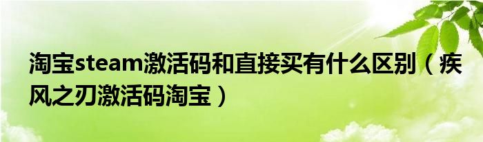  淘宝steam激活码和直接买有什么区别（疾风之刃激活码淘宝）