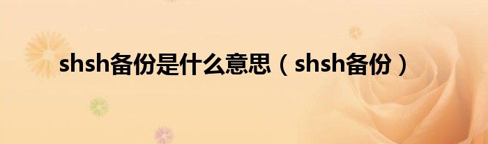  shsh备份是什么意思（shsh备份）