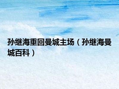 孙继海重回曼城主场（孙继海曼城百科）