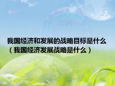 我国经济和发展的战略目标是什么（我国经济发展战略是什么）