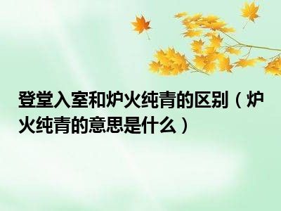 登堂入室和炉火纯青的区别（炉火纯青的意思是什么）