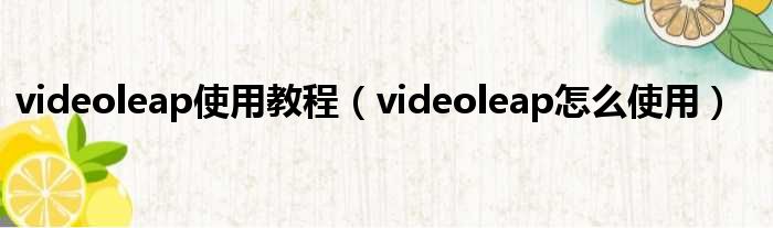 videoleap使用教程（videoleap怎么使用）