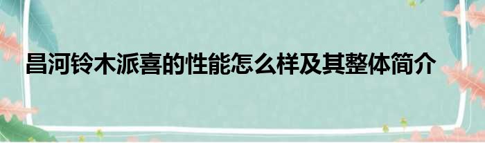 昌河铃木派喜的性能怎么样及其整体简介