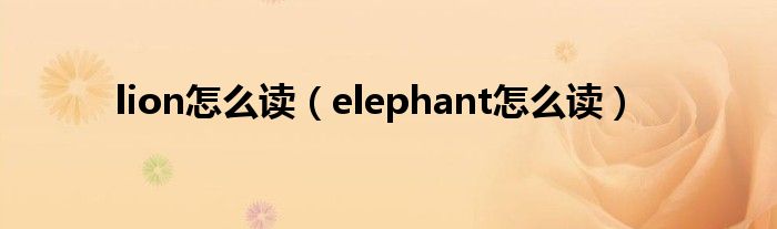  lion怎么读（elephant怎么读）