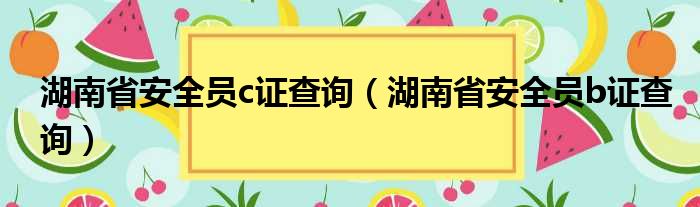 湖南省安全员c证查询（湖南省安全员b证查询）