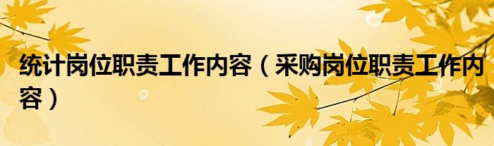  统计岗位职责工作内容（采购岗位职责工作内容）