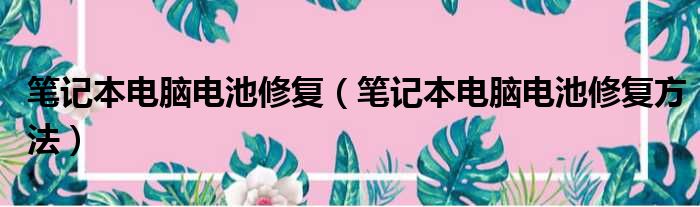 笔记本电脑电池修复（笔记本电脑电池修复方法）