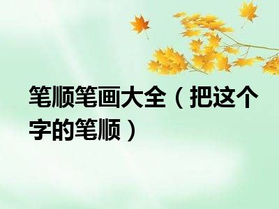 笔顺笔画大全（把这个字的笔顺）