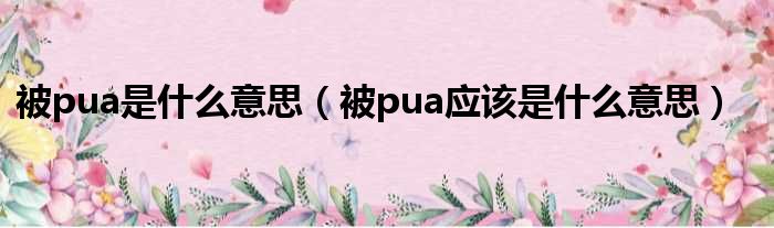 被pua是什么意思（被pua应该是什么意思）