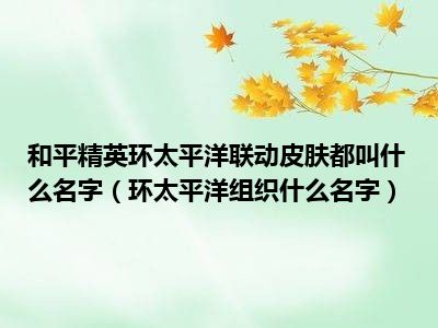 和平精英环太平洋联动皮肤都叫什么名字（环太平洋组织什么名字）