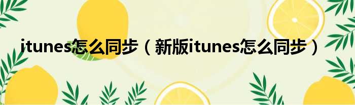 itunes怎么同步（新版itunes怎么同步）