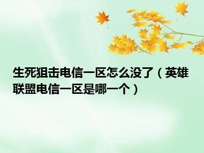 生死狙击电信一区怎么没了（英雄联盟电信一区是哪一个）