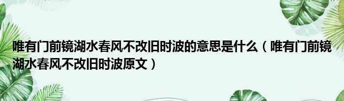 唯有门前镜湖水春风不改旧时波的意思是什么（唯有门前镜湖水春风不改旧时波原文）