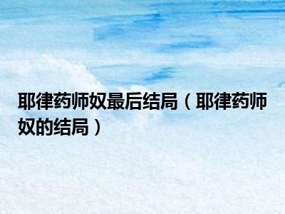 耶律药师奴最后结局（耶律药师奴的结局）