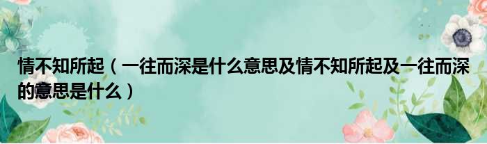 情不知所起（一往而深是什么意思及情不知所起及一往而深的意思是什么）