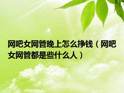 网吧女网管晚上怎么挣钱（网吧女网管都是些什么人）