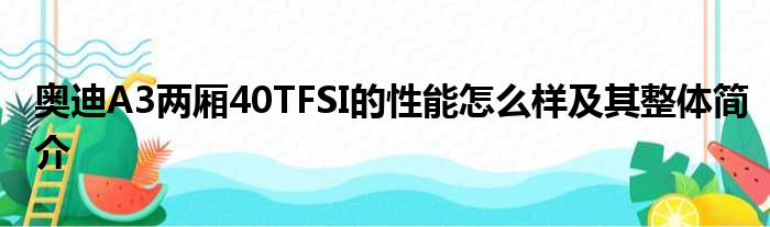 奥迪A3两厢40TFSI的性能怎么样及其整体简介