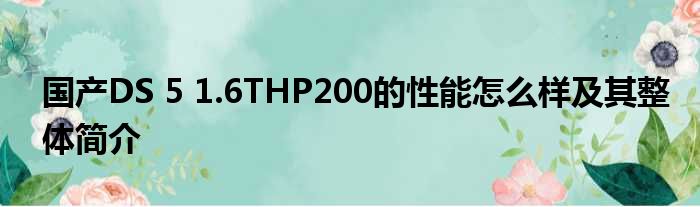 国产DS 5 1.6THP200的性能怎么样及其整体简介