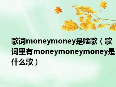 歌词moneymoney是啥歌（歌词里有moneymoneymoney是什么歌）