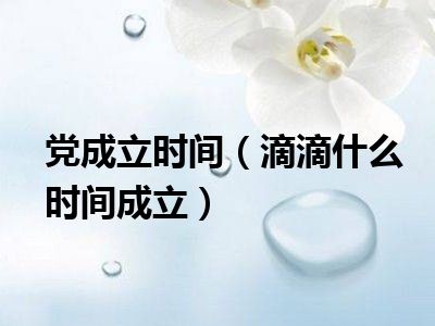 党成立时间（滴滴什么时间成立）