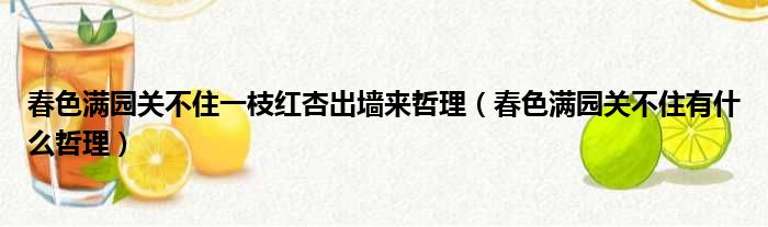 春色满园关不住一枝红杏出墙来哲理（春色满园关不住有什么哲理）