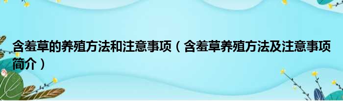 含羞草的养殖方法和注意事项（含羞草养殖方法及注意事项简介）