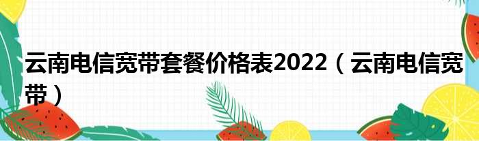 云南电信宽带套餐价格表2022（云南电信宽带）