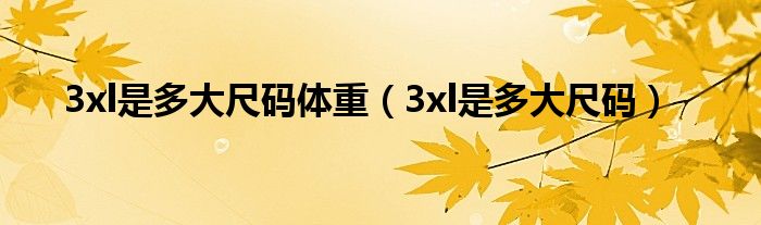  3xl是多大尺码体重（3xl是多大尺码）