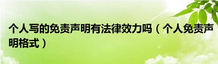  个人写的免责声明有法律效力吗（个人免责声明格式）