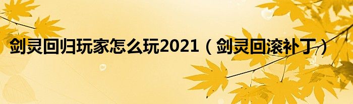  剑灵回归玩家怎么玩2021（剑灵回滚补丁）